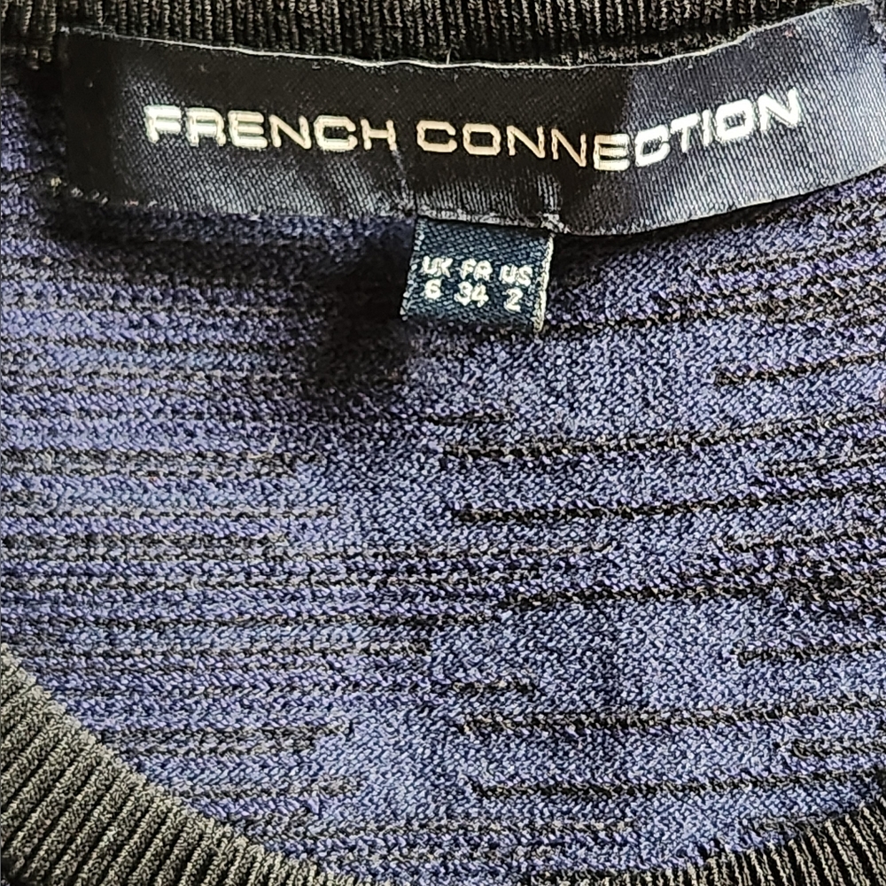 French Connection Blue Ribbed Bodycon Dress - Picture 3 of 3